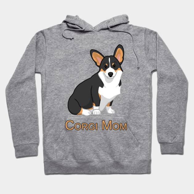 Cute Black Tricolor Pembroke Corgi Dog Mom Hoodie by csforest